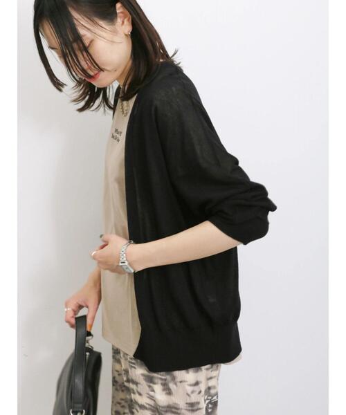 Samansa Mos2 blue（サマンサモスモスブルー）の「【接触冷感】シアートッパーカーディガン（カーディガン/ボレロ・レディース・イエロー/ブラック/グリーン/シルバーグレー・F）」の15枚目の写真