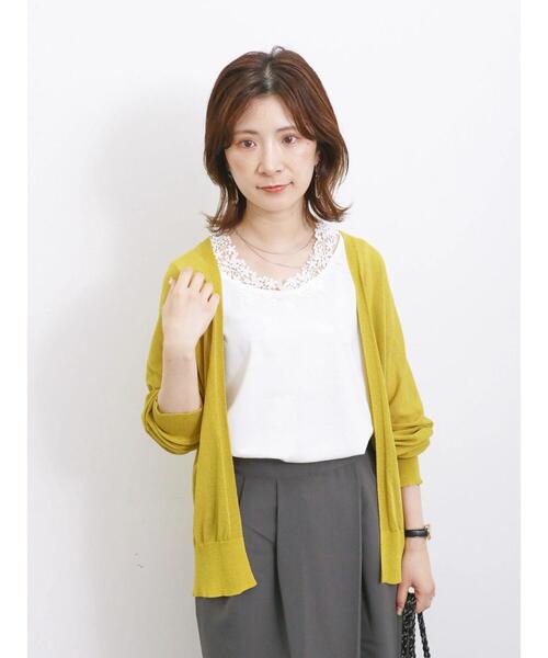Samansa Mos2 blue（サマンサモスモスブルー）の「【接触冷感】シアートッパーカーディガン（カーディガン/ボレロ・レディース・イエロー/ブラック/グリーン/シルバーグレー・F）」の9枚目の写真