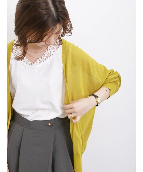 Samansa Mos2 blue（サマンサモスモスブルー）の「【接触冷感】シアートッパーカーディガン（カーディガン/ボレロ・レディース・イエロー/ブラック/グリーン/シルバーグレー・F）」の10枚目の写真