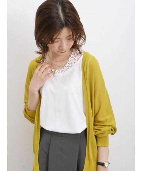 Samansa Mos2 blue（サマンサモスモスブルー）の「【接触冷感】シアートッパーカーディガン（カーディガン/ボレロ・レディース・イエロー/ブラック/グリーン/シルバーグレー・F）」の12枚目の写真