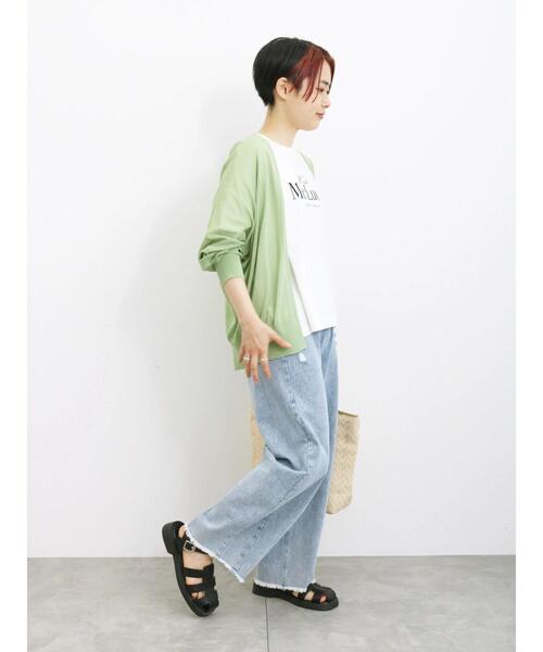 Samansa Mos2 blue（サマンサモスモスブルー）の「【接触冷感】シアートッパーカーディガン（カーディガン/ボレロ・レディース・イエロー/ブラック/グリーン/シルバーグレー・F）」の7枚目の写真