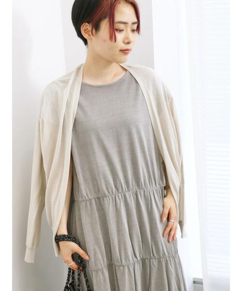 Samansa Mos2 blue（サマンサモスモスブルー）の「【接触冷感】シアートッパーカーディガン（カーディガン/ボレロ・レディース・イエロー/ブラック/グリーン/シルバーグレー・F）」の8枚目の写真