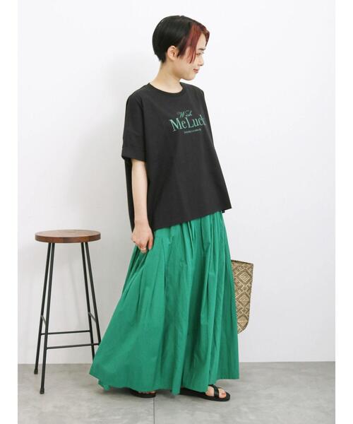 Samansa Mos2 blue（サマンサモスモスブルー）の「【接触冷感】冷感プリントビッグTシャツ（Tシャツ/カットソー・レディース・ブルー/ベージュ/ブラック/オフホワイト/ダークオレンジ・F）」の17枚目の写真