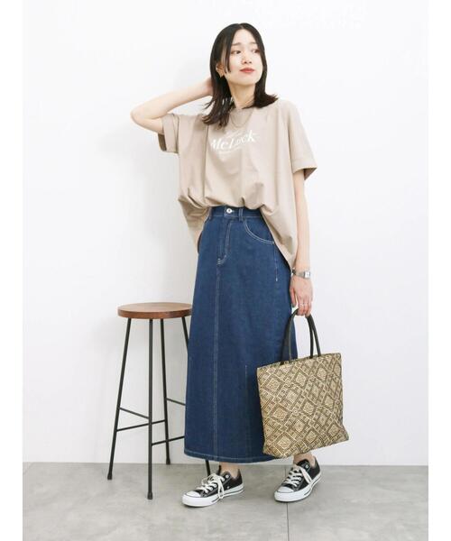 Samansa Mos2 blue（サマンサモスモスブルー）の「【接触冷感】冷感プリントビッグTシャツ（Tシャツ/カットソー・レディース・ブルー/ベージュ/ブラック/オフホワイト/ダークオレンジ・F）」の20枚目の写真