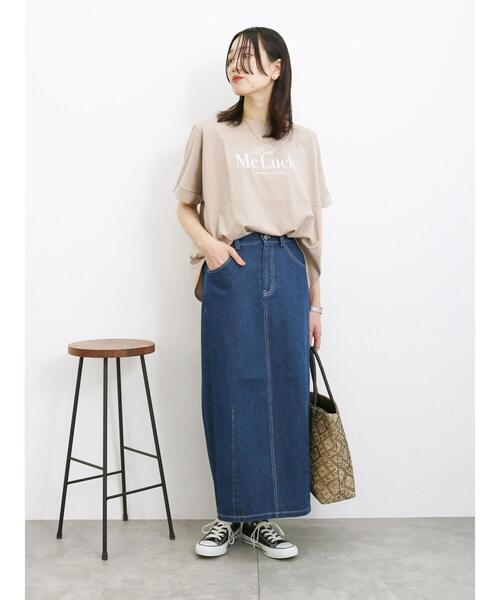 Samansa Mos2 blue（サマンサモスモスブルー）の「【接触冷感】冷感プリントビッグTシャツ（Tシャツ/カットソー・レディース・ブルー/ベージュ/ブラック/オフホワイト/ダークオレンジ・F）」の21枚目の写真