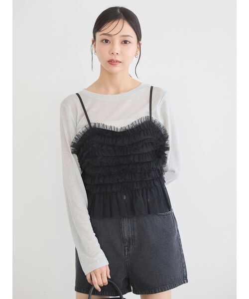 earth music&ecology(アースミュージックアンドエコロジー)の「チュールビスチェ(ベスト・レディース・ブラック/モカ/グレー・FREE)」の21枚目の写真