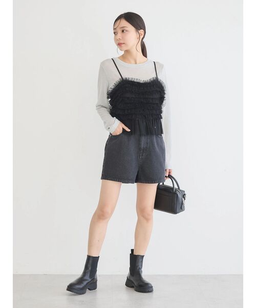 earth music&ecology(アースミュージックアンドエコロジー)の「チュールビスチェ(ベスト・レディース・ブラック/モカ/グレー・FREE)」の22枚目の写真