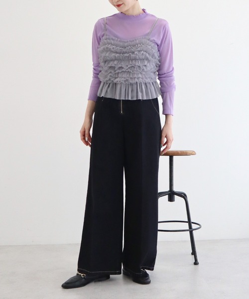 earth music&ecology(アースミュージックアンドエコロジー)の「チュールビスチェ(ベスト・レディース・ブラック/モカ/グレー・FREE)」の7枚目の写真