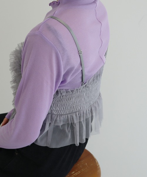 earth music&ecology(アースミュージックアンドエコロジー)の「チュールビスチェ(ベスト・レディース・ブラック/モカ/グレー・FREE)」の15枚目の写真