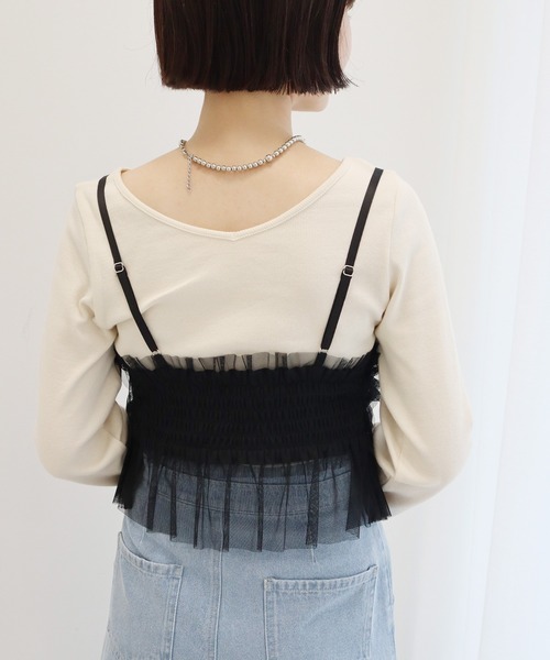 earth music&ecology(アースミュージックアンドエコロジー)の「チュールビスチェ(ベスト・レディース・ブラック/モカ/グレー・FREE)」の9枚目の写真