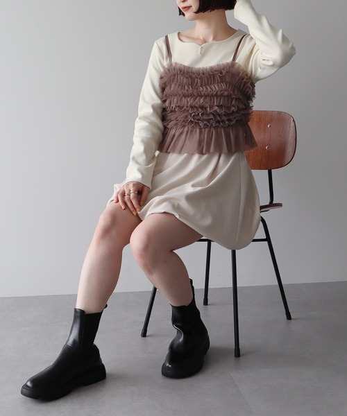 earth music&ecology(アースミュージックアンドエコロジー)の「チュールビスチェ(ベスト・レディース・ブラック/モカ/グレー・FREE)」の14枚目の写真