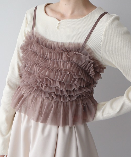 earth music&ecology(アースミュージックアンドエコロジー)の「チュールビスチェ(ベスト・レディース・ブラック/モカ/グレー・FREE)」の13枚目の写真