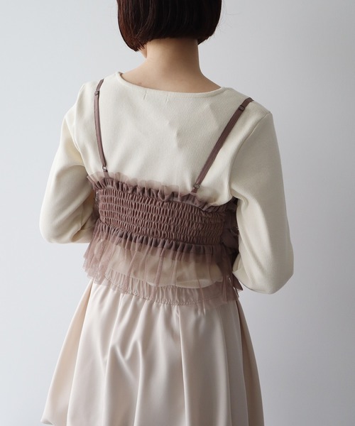 earth music&ecology(アースミュージックアンドエコロジー)の「チュールビスチェ(ベスト・レディース・ブラック/モカ/グレー・FREE)」の5枚目の写真