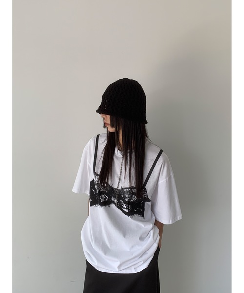 セール】レースブラプリントT（Tシャツ/カットソー）｜Didot