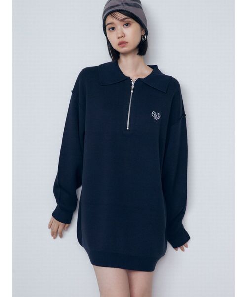 EMODA(エモダ)の「ハーフジップオーバーミニワンピース(ワンピース・レディース・ブラック/ネイビー/グレー/ミント・FREE)」の4枚目の写真