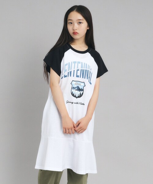 PINK-latte（ピンクラテ）の「◆裾ラッフルカットワンピース（ワンピース・キッズ・ブラック系/グレー系その他/ネイビー系・14/15 /16）」の4枚目の写真