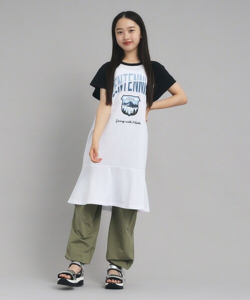 PINK-latte（ピンクラテ）の「◆裾ラッフルカットワンピース（ワンピース・キッズ・ブラック系/グレー系その他/ネイビー系・14/15 /16）」の6枚目の写真