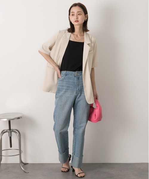 ad thie(アドティエ)の「スクエアネック リブタンクトップ(タンクトップ・レディース・オフホワイト/ブラック・LARGE/MEDIUM)」の14枚目の写真