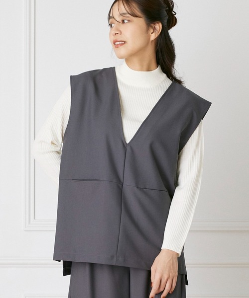 INED CLARO（イネドクラロ）の「ハンサムミドルベスト【セットアップ対応】（ベスト・レディース・ブラック/チャコールグレー・フリー）」の2枚目の写真