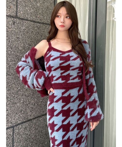 RESEXXY（リゼクシー）の「ハウンドトゥースシャギーニットタンク【セットアップ着用可能】（タンクトップ・レディース・ブラック/ワイン/グリーン・FREE）」の14枚目の写真