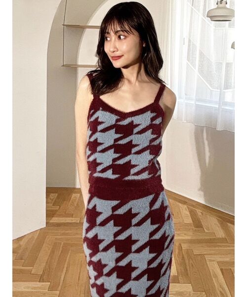 RESEXXY（リゼクシー）の「ハウンドトゥースシャギーニットタンク【セットアップ着用可能】（タンクトップ・レディース・ブラック/ワイン/グリーン・FREE）」の19枚目の写真