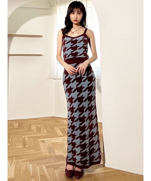 RESEXXY（リゼクシー）の「ハウンドトゥースシャギーニットタンク【セットアップ着用可能】（タンクトップ・レディース・ブラック/ワイン/グリーン・FREE）」の20枚目の写真