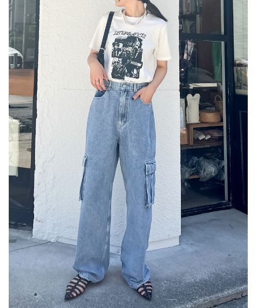 Re:EDIT（リエディ）の「[接触冷感][UVカット]モノトーンロックバンドTシャツ（Tシャツ/カットソー・レディース・ホワイト/ブラック・MEDIUM/LARGE）」の4枚目の写真