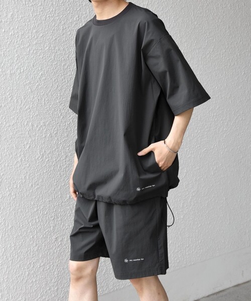 SHIPS any(シップス エニィ)の「【WEB限定】SHIPS any: ワッシャーナイロン スピンドル Tシャツ+イージーショーツ セットアップ(Tシャツ/カットソー・メンズ・ブラック/チャコールグレー/オリーブ/ネイビー/ダークグレー・SMALL/MEDIUM/LARGE/X-LARGE)」の4枚目の写真