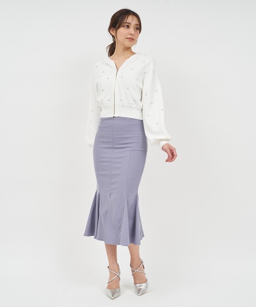 ROYAL PARTY（ロイヤルパーティー）の「ビジューニットパーカー（パーカー・レディース・ブラック/オフホワイト/グレー/ピンク・FREE）」の7枚目の写真