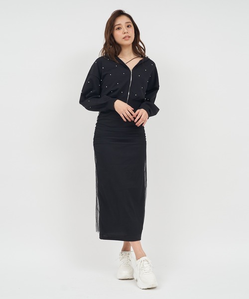 ROYAL PARTY（ロイヤルパーティー）の「ビジューニットパーカー（パーカー・レディース・ブラック/オフホワイト/グレー/ピンク・FREE）」の11枚目の写真