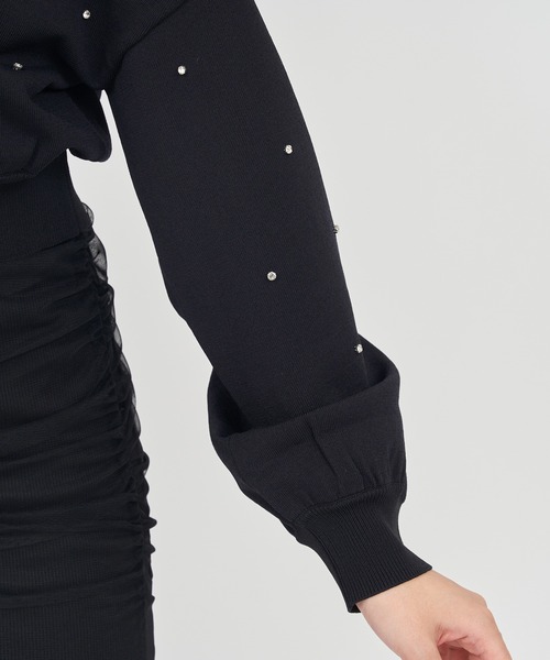 ROYAL PARTY（ロイヤルパーティー）の「ビジューニットパーカー（パーカー・レディース・ブラック/オフホワイト/グレー/ピンク・FREE）」の16枚目の写真