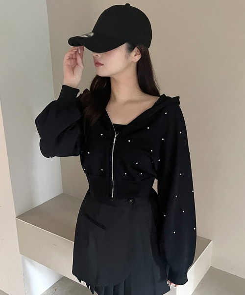 ROYAL PARTY（ロイヤルパーティー）の「ビジューニットパーカー（パーカー・レディース・ブラック/オフホワイト/グレー/ピンク・FREE）」の19枚目の写真