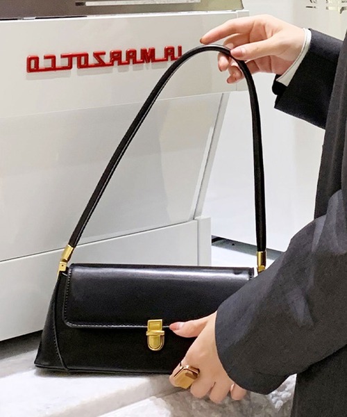 florist(フローリスト)の「フラップレザー横長ホーボーハンドバッグ/ショルダーバッグ(ハンドバッグ・レディース・ブラウン/ホワイト/ブラック・FREE)」の12枚目の写真