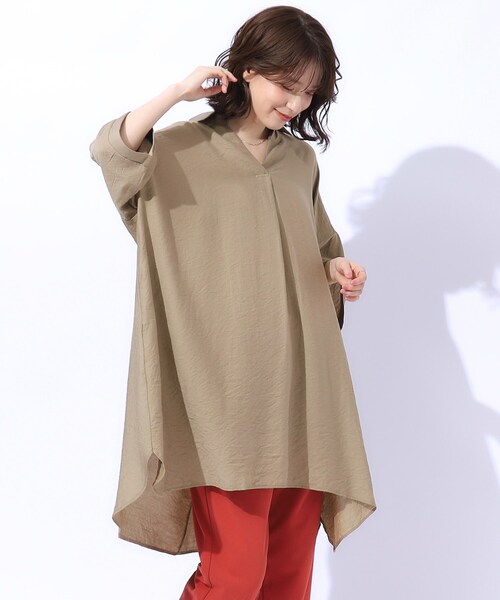 SHOO・LA・RUE（シューラルー）の「◆【高レビュー/S-LL/洗える/体型カバー】大人のためのスキッパーチュニック（チュニック・レディース・アイボリー/ブラック/オリーブ/ブラウン系・01/02/03/04）」の3枚目の写真