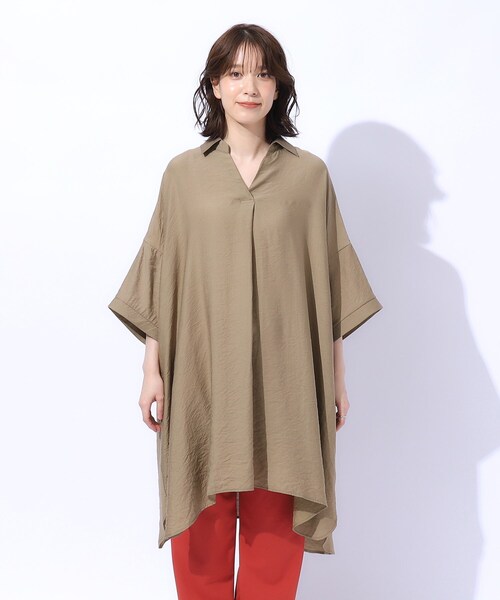 SHOO・LA・RUE（シューラルー）の「◆【高レビュー/S-LL/洗える/体型カバー】大人のためのスキッパーチュニック（チュニック・レディース・アイボリー/ブラック/オリーブ/ブラウン系・01/02/03/04）」の21枚目の写真
