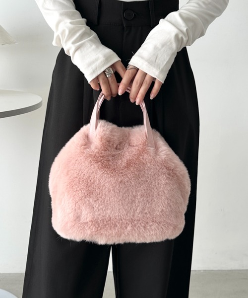 ベージュ ファー ショルダーバッグ*2 WEB限定】ファー2wayショルダーバッグ（グレー/モカベージュ