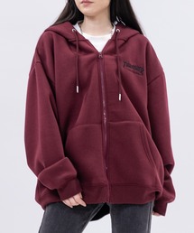 【at】〔THRASHER/スラッシャー〕裏起毛 ロゴ刺繍 フルジップパーカー