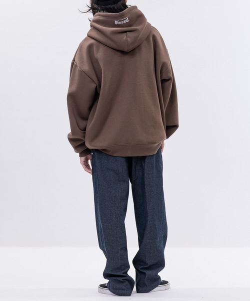 セール】【at】〔THRASHER/スラッシャー〕裏起毛 ロゴ刺繍 フルジップ