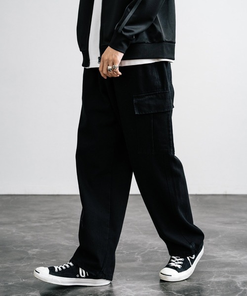 【セール】デニム/ツイルイージーワイドワークパンツ（デニムパンツ）｜Rocky Monroe（ロッキーモンロー）