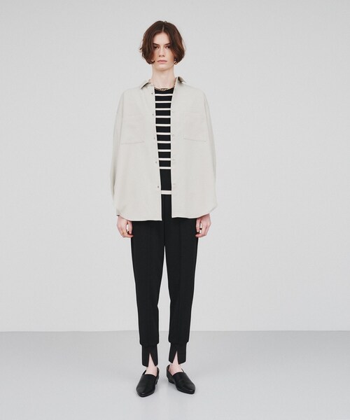 cloenc(クロエンス)の「◆【セットアップ/マシンウォッシュ】ソフトオーバーサイズシャツ(シャツ/ブラウス・レディース・グレー系その他3/ナチュラル/ブラック・02)」の9枚目の写真