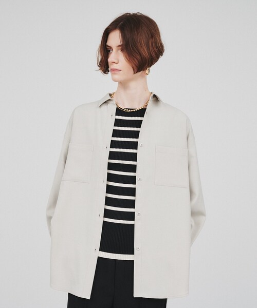 cloenc(クロエンス)の「◆【セットアップ/マシンウォッシュ】ソフトオーバーサイズシャツ(シャツ/ブラウス・レディース・グレー系その他3/ナチュラル/ブラック・02)」の11枚目の写真