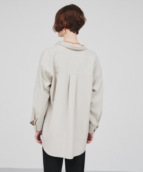cloenc(クロエンス)の「◆【セットアップ/マシンウォッシュ】ソフトオーバーサイズシャツ(シャツ/ブラウス・レディース・グレー系その他3/ナチュラル/ブラック・02)」の12枚目の写真