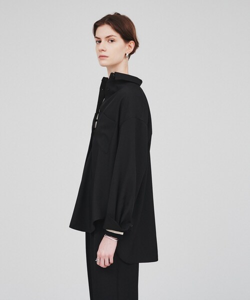 cloenc(クロエンス)の「◆【セットアップ/マシンウォッシュ】ソフトオーバーサイズシャツ(シャツ/ブラウス・レディース・グレー系その他3/ナチュラル/ブラック・02)」の15枚目の写真