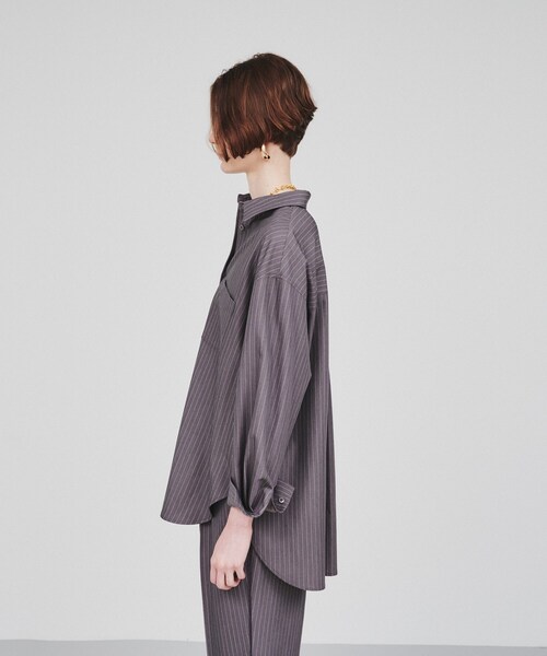 cloenc(クロエンス)の「◆【セットアップ/マシンウォッシュ】ソフトオーバーサイズシャツ(シャツ/ブラウス・レディース・グレー系その他3/ナチュラル/ブラック・02)」の22枚目の写真