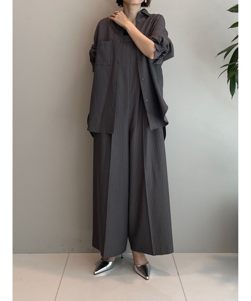 cloenc(クロエンス)の「◆【セットアップ/マシンウォッシュ】ソフトオーバーサイズシャツ(シャツ/ブラウス・レディース・グレー系その他3/ナチュラル/ブラック・02)」の7枚目の写真