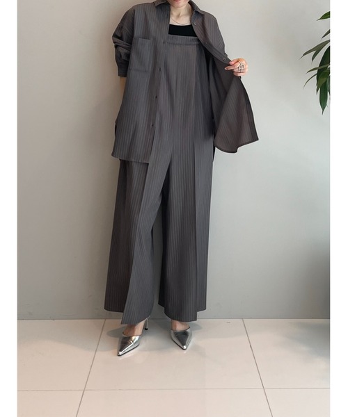 cloenc(クロエンス)の「◆【セットアップ/マシンウォッシュ】ソフトオーバーサイズシャツ(シャツ/ブラウス・レディース・グレー系その他3/ナチュラル/ブラック・02)」の8枚目の写真