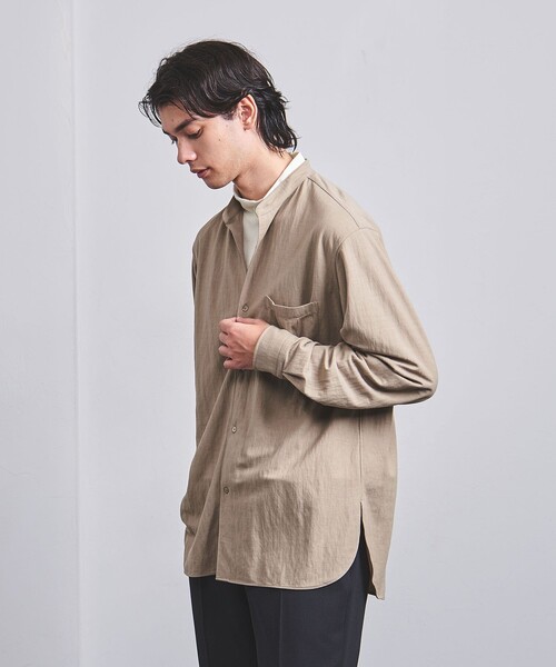 UNITED ARROWS（ユナイテッドアローズ）の「スムース ジャージ バンドカラーシャツ（シャツ/ブラウス・メンズ・オフホワイト/ブラック/ベージュ・M/L/S/XL）」の4枚目の写真