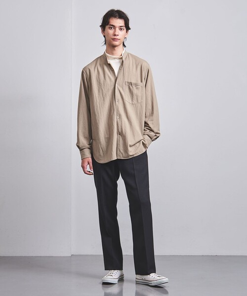 UNITED ARROWS（ユナイテッドアローズ）の「スムース ジャージ バンドカラーシャツ（シャツ/ブラウス・メンズ・オフホワイト/ブラック/ベージュ・M/L/S/XL）」の5枚目の写真