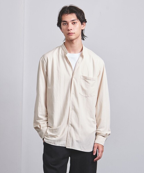 UNITED ARROWS（ユナイテッドアローズ）の「スムース ジャージ バンドカラーシャツ（シャツ/ブラウス・メンズ・オフホワイト/ブラック/ベージュ・M/L/S/XL）」の6枚目の写真