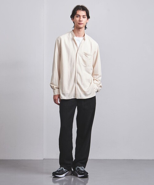 UNITED ARROWS（ユナイテッドアローズ）の「スムース ジャージ バンドカラーシャツ（シャツ/ブラウス・メンズ・オフホワイト/ブラック/ベージュ・M/L/S/XL）」の7枚目の写真